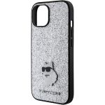 Чехол Lagerfeld для iPhone 15 Fixed glitters NFT Choupette Metal pin Hard Серебро - фото 4