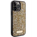 Чехол Guess для iPhone 15 Pro Diamond Rhinestone Plate metal logo Hard Желтый - фото 2