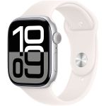 Apple Watch Series 10 (2024) 46 мм, алюминиевый корпус серебристый, спортивный ремешок белый, (M/L) 1