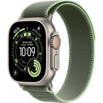 Apple Watch Ultra 3 (2025), 49 мм, корпус «натуральный титановый», ремешок Trail зеленый/неоновый (M/L)