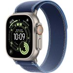 Apple Watch Ultra 3 (2025), 49 мм, корпус «натуральный титановый», ремешок Trail синий/ярко-синий (M/L)