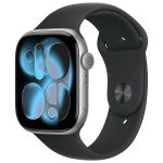 Apple Watch Series 11 (2025) 46 мм, алюминиевый корпус «серый космос», спортивный ремешок чёрный, (M/L)