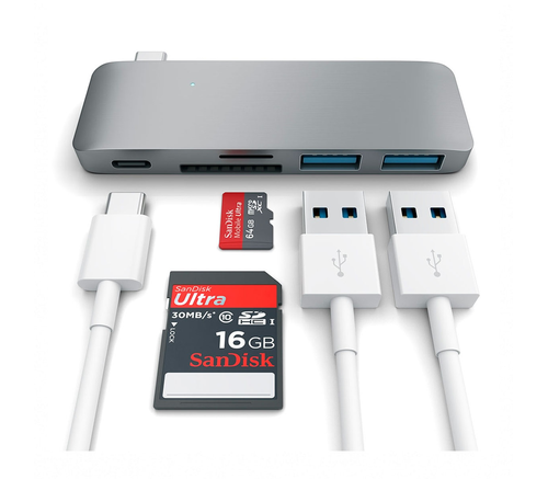 Зарядное устройство Satechi USB-C hub pass through charging, серый