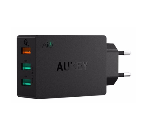 фото товара Сетевое зарядное устройство AUKEY, 3 порта, Qualcomm Quick Charge 3.0, черный, PA-T14