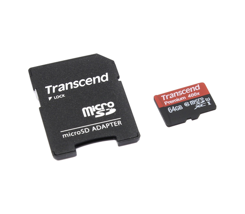 фото товара Карта памяти с адаптером Transcend microSDXC UHS-1 Class 10, 64GB, TS64GUSDU1
