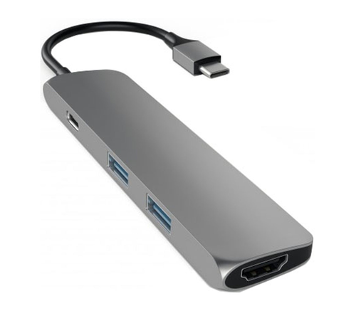 Мультипереходник Satechi Slim Aluminum Type-C Multi-Port Adapter 4K HDMI, серый-фото