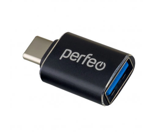 Переходник OTG Perfeo, с USB-C на USB-A (3.0), чёрный - фото 1