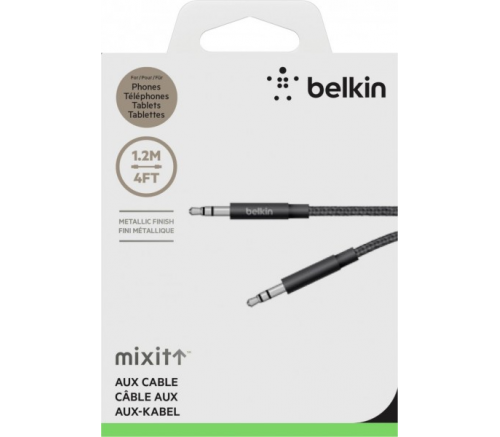 Аудиокабель Belkin Mixit Metallic, с 3.5 мм (AUX) на 3.5 мм, 1.2 метра, черный - фото 2