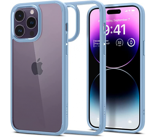 Чехол-накладка Spigen Ultra Hybrid для iPhone 14 Pro, полиуретан (TPU), (Sierra Blue) голубой - фото 2