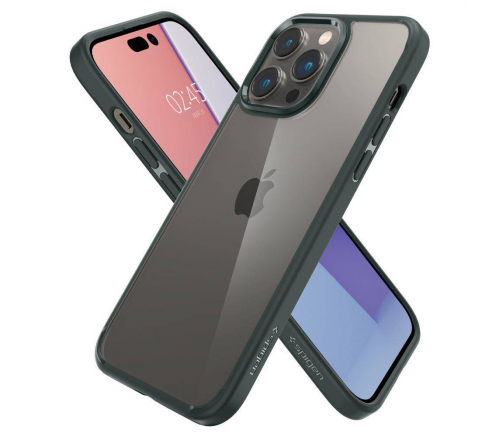 Чехол-накладка Spigen Ultra Hybrid для iPhone 14 Pro, полиуретан (TPU), (Abyss Green) тёмно-зелёный - фото 4