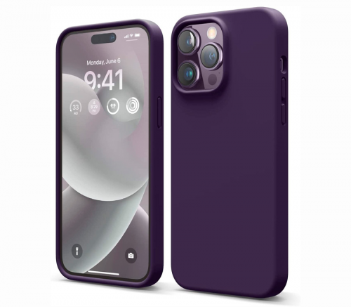 Elago для iPhone 14 Pro Max чехол Soft silicone (Liquid) Темно фиолетовый - фото 1