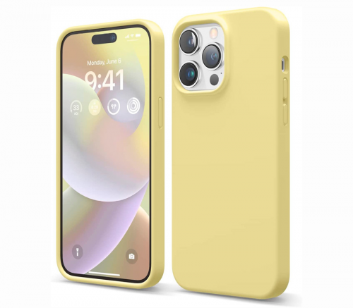 Elago для iPhone 14 Pro Max чехол Soft silicone (Liquid) желтый - фото 1