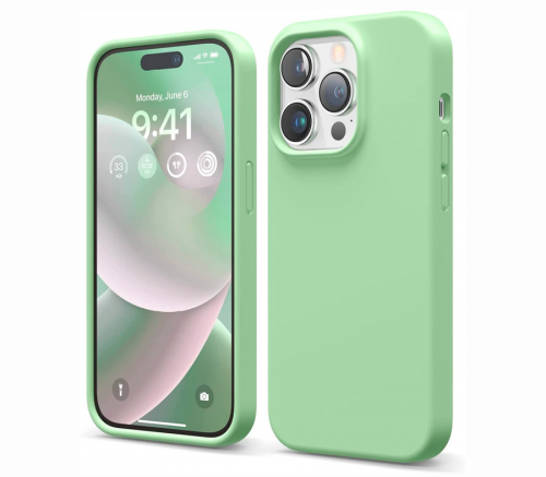 Elago для iPhone 14 Pro чехол Soft silicone (Liquid) Пастельно-зеленый - фото 1