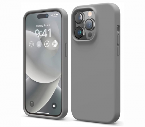 Elago для iPhone 14 Pro чехол Soft silicone (Liquid) Темно серый - фото 1