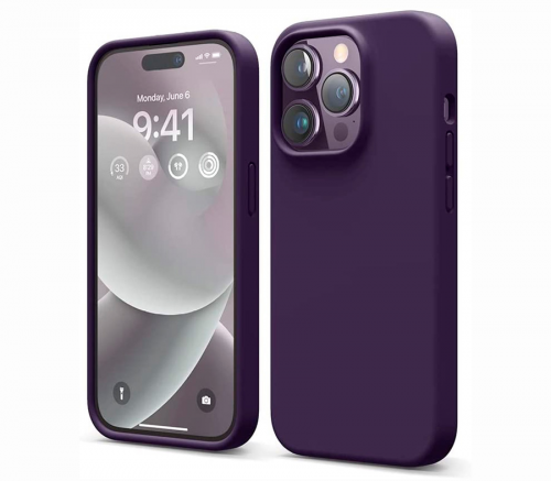 Elago для iPhone 14 Pro чехол Soft silicone (Liquid) Темно фиолетовый - фото 1