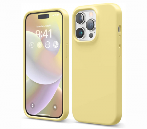 Elago для iPhone 14 Pro чехол Soft silicone (Liquid) желтый - фото 1
