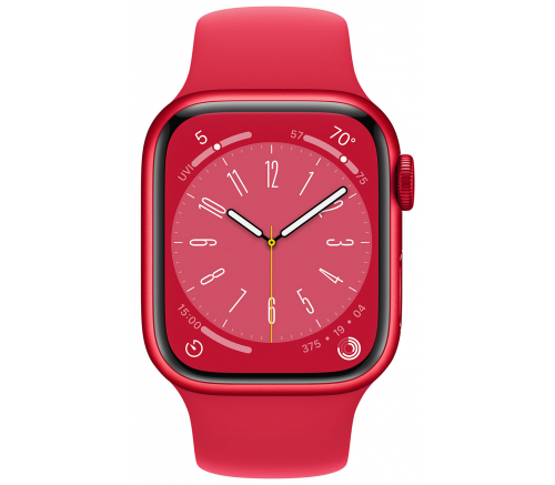 Apple Watch Series 8, 41 мм, алюминиевый корпус (PRODUCT)RED, спортивный ремешок красный (S/M) - фото 3