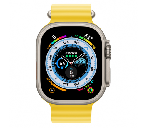Apple Watch Ultra Корпус из титана • Спортивный браслет Ocean Band "Желтый", 49mm - фото 2