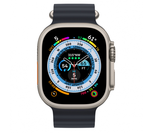 Apple Watch Ultra Корпус из титана • Спортивный браслет Ocean Band "Морской черный", 49mm - фото 2
