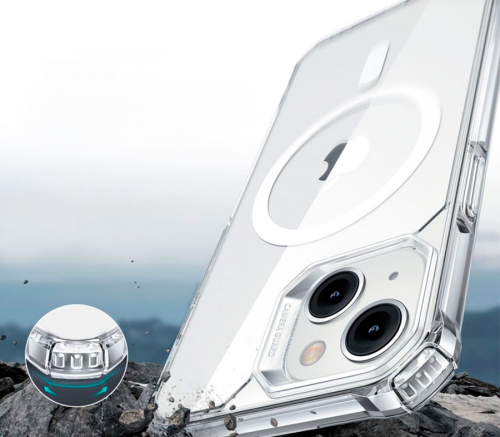 Чехол-накладка Air Armor с MagSafe и HaloLock для iPhone 14 Pro Max, полиуретановый (TPU), противоударный, прозрачный - фото 2