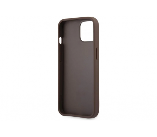 Чехол Guess для iPhone 13 PU 4G Big metal logo Жесткий коричневый - фото 4