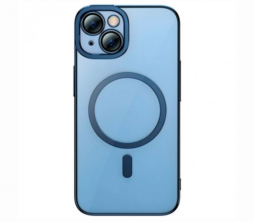 Чехол Baseus для iPhone 14 Glitter Magnetic PC case +Tempered glass, синий - фото 1