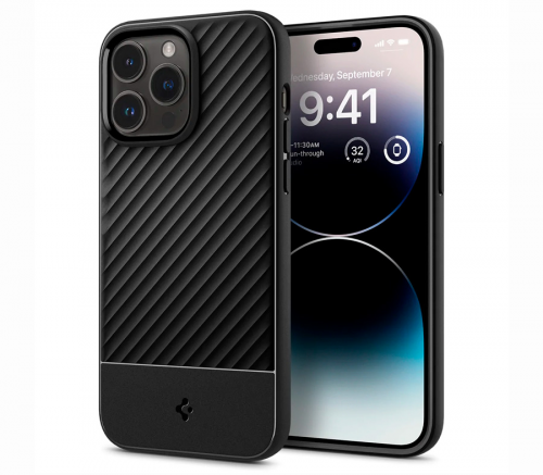 Чехол-накладка Spigen Core Armor для iPhone 14 Pro, полиуретан (TPU), чёрный - фото 1