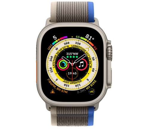 Apple Watch Ultra 2022, 49 мм, корпус из титана, ремешок Trail синий / серый - фото 2