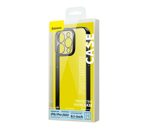 Чехол Baseus для iPhone 14 Pro Glitter PC case +Tempered glass, черный - фото 5