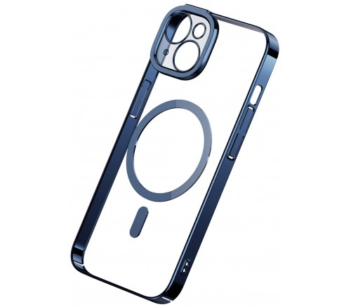 Чехол Baseus для iPhone 14 Glitter Magnetic PC case +Tempered glass, синий - фото 3