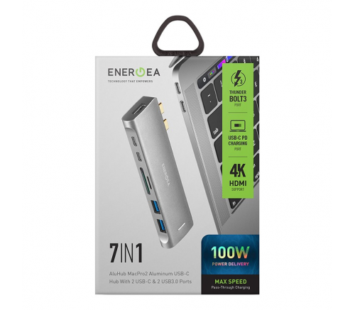 Разветвитель EnergEA AluHUB MACPRO 2 Dual USB-C Multiport HUB Thunderbolt 3 серый - фото 6