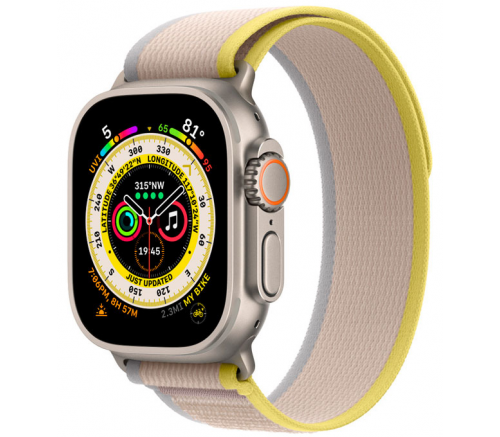 Apple Watch Ultra 2022, 49 мм, корпус из титана, ремешок Trail жёлтый / бежевый - фото 1