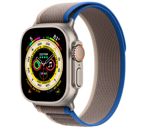 Apple Watch Ultra 2022, 49 мм, корпус из титана, ремешок Trail синий / серый - фото 1