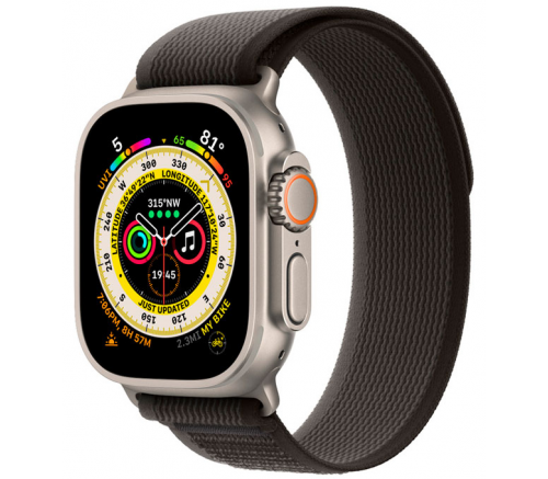Apple Watch Ultra 2022, 49 мм, корпус из титана, ремешок Trail черный / серый - фото 1