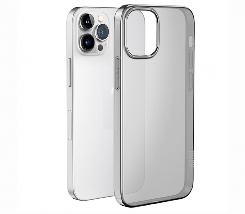 Чехол-накладка Hoco Light Series для iPhone 14 Pro Max, полиуретан (TPU), чёрный прозрачный - фото 1