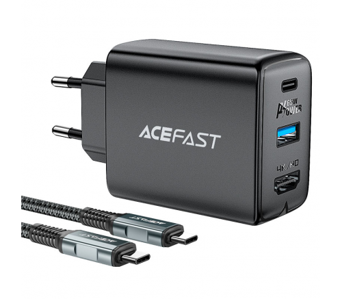 СЗУ Acefast A17 65W GaN (USB-C+USB-A+Multi-Function HUB) + кабель Type-C to Type-C (черный) - фото 2