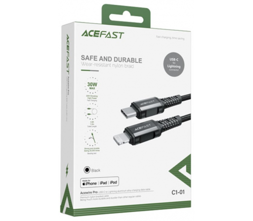 Кабель ACEFAST C1-01 USB-C - Lightning, 1.2m (черный) - фото 4