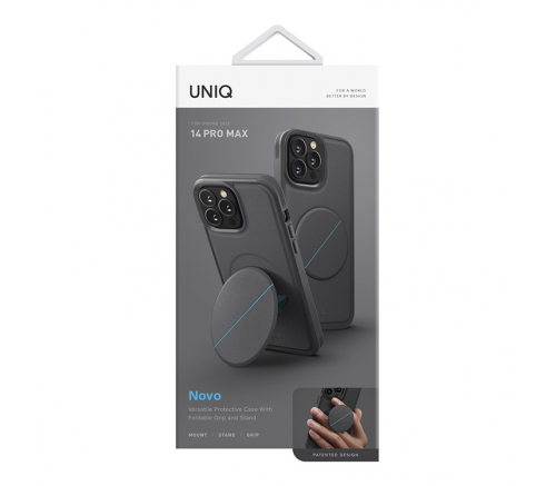 Uniq для iPhone 14 Pro Max чехол NOVO with magnetic grip серый - фото 7