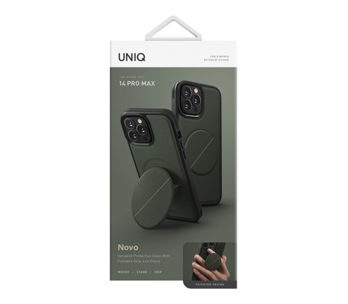 Uniq для iPhone 14 Pro Max чехол NOVO with magnetic grip зеленый - фото 7