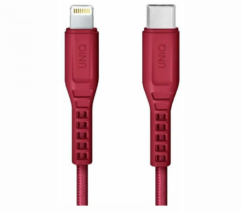 Кабель Uniq Flex strain relief USB-C - Lightning MFI красный 1.2m - фото 1