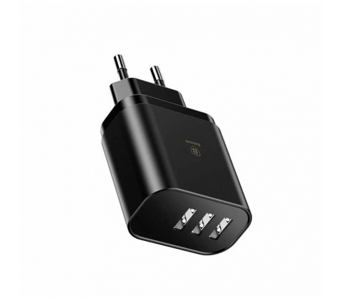 Сетевое зарядное устройство Baseus Compact Charger, 3U, 17W, EU, черный - фото 1