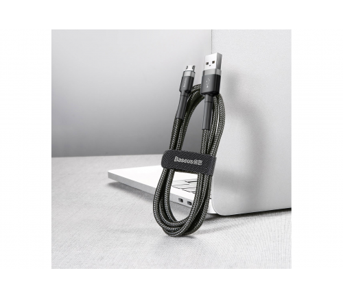 Кабель Baseus cafule Micro 2.4A, с USB-A на Micro USB, 1 метр, черный + серый - фото 7