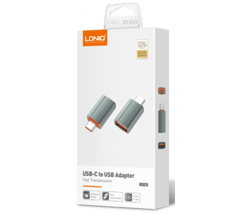 Адаптер LDNIO LC140, с USB-A на USB-C, серый - фото 4