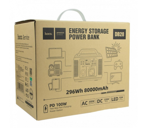 Зарядная станция Hoco DB28 energy storage power bank(EU)(300W) (железо серый+красный) - фото 9