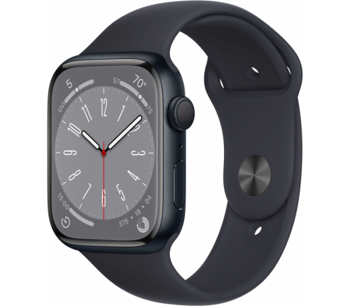 Apple Watch Series 8, 41 мм, алюминиевый корпус «тёмная ночь», спортивный ремешок «тёмная ночь» (S/M) - фото 1