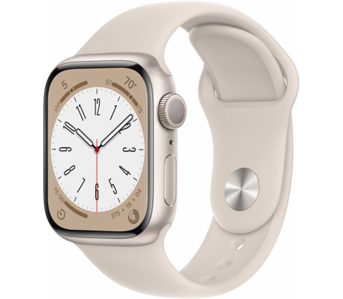Apple Watch Series 8, 41 мм, алюминиевый корпус «сияющая звезда», спортивный ремешок «сияющая звезда» (S/M) - фото 1
