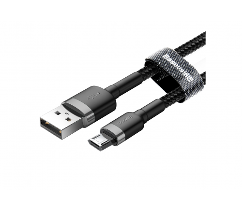 Кабель Baseus cafule Micro 2.4A, с USB-A на Micro USB, 1 метр, черный + серый - фото 3