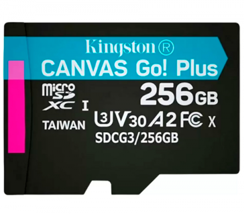 Карта памяти microSDXC Kingston Canvas GO! Plus 256 ГБ, 170MB/s, C10, UHS-I, U3, V30, A2, 4K UHD, с адаптером - фото 3