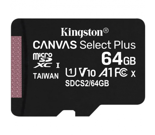Карта памяти microSDXC Kingston Canvas Select Plus 64 ГБ, 100MB/s, C10, UHS-I, U1, A1, FullHD - фото 1
