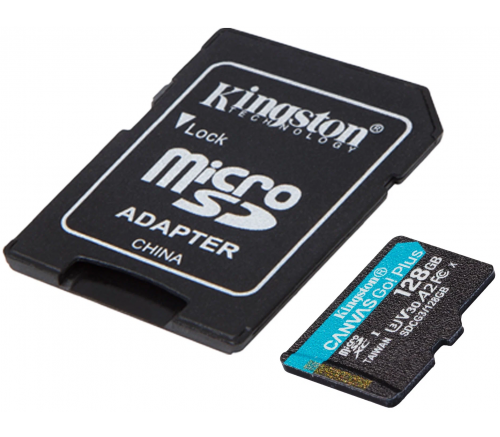 Карта памяти microSDXC Kingston Canvas GO! Plus 128 ГБ, 170MB/s, C10, UHS-I, U3, V30, A2, 4K UHD - фото 2Карта памяти microSDXC Kingston Canvas GO! Plus 128 ГБ, 170MB/s, C10, UHS-I, U3, V30, A2, 4K UHD